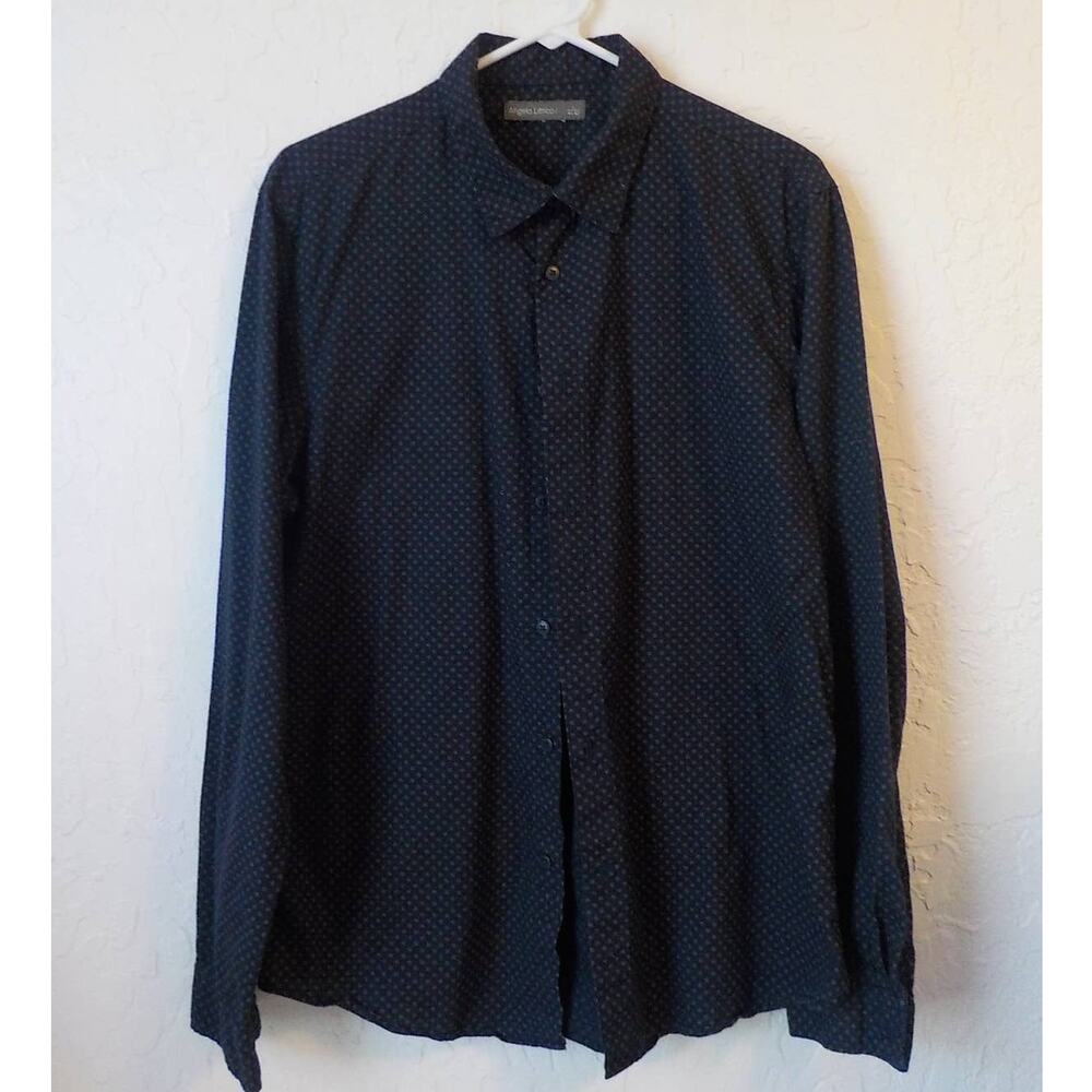 C&A Angelo Litrico Blue Red Button Up Shirt Long Sleeves Cotton Men size Large